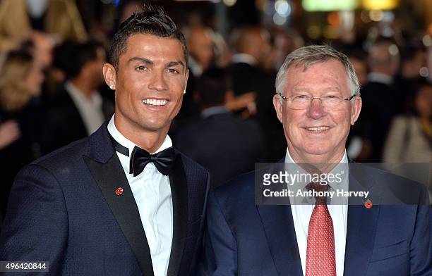 Cristiano Ronaldo and Sir Alex Ferguson attends the World Premiere of "Ronaldo" at Vue West End on November 9, 2015 in London, England.