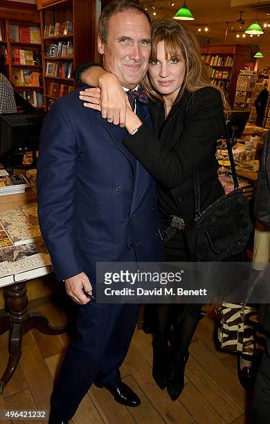 Gill and Jemima Khan attend the launch of A.A. Gill's new book "Pour Me: A Life" at Daunt Books on November 9, 2015 in London, England.