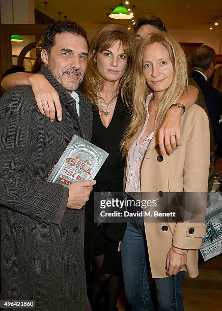 Andre Balazs, Jemima Khan and Martha Ward attend the launch of A.A. Gill's new book "Pour Me: A Life" at Daunt Books on November 9, 2015 in London,...