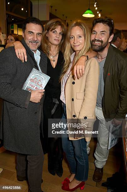 Andre Balazs, Jemima Khan, Martha Ward and Dougray Scott attend the launch of A.A. Gill's new book "Pour Me: A Life" at Daunt Books on November 9,...