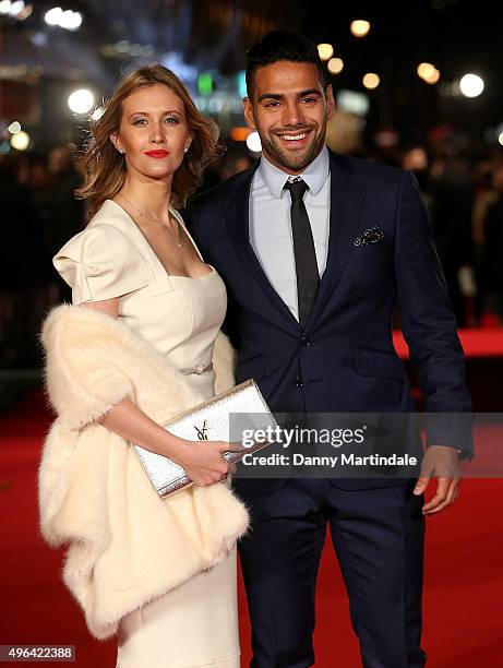 Radamel Falcao and Lorelei Taron attends the World Premiere of "Ronaldo" at Vue West End on November 9, 2015 in London, England.