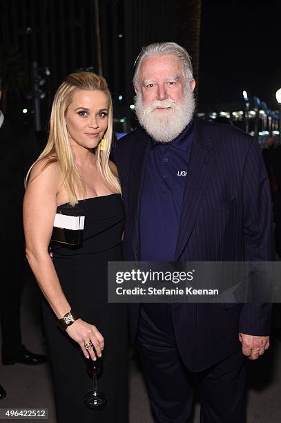 Actress Reese Witherspoon and honoree James Turrell attend LACMA 2015 Art+Film Gala Honoring James Turrell and Alejandro G Iñárritu, Presented by...