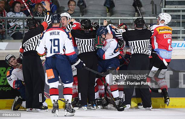 Simon Moser of Team Swiss and Marek Daloga of Team Slovakia battle during the game between Slovakia against Swiss on November 8, 2015 in Augsburg,...
