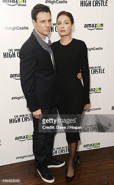 Alexa Davalos and Rupert Evans attend the European Premiere of the second episode of "The Man In The High Castle" at The Soho Hotel on November 9,...