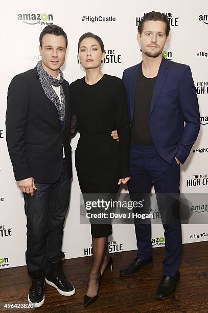 Rupert Evans, Alexa Davalos and Luke Kleintank attend the European Premiere of the second episode of "The Man In The High Castle" at The Soho Hotel...