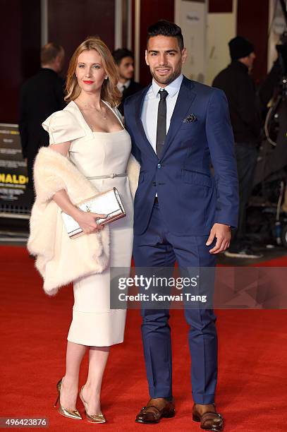 Lorelei Taron and Radamel Falcao attend the World Premiere of "Ronaldo" at Vue West End on November 9, 2015 in London, England.