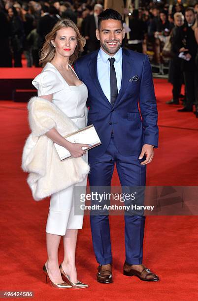Radamel Falcao and Lorelei Taron attend the World Premiere of "Ronaldo" at Vue West End on November 9, 2015 in London, England.
