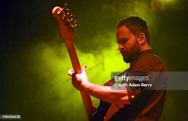 Nick Harmer of Death Cab For Cutie performs during a concert at Huxleys Neue Welt on November 9, 2015 in Berlin, Germany.
