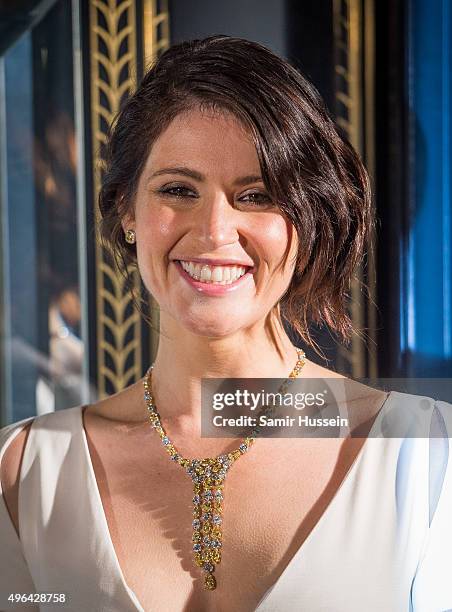 Gemma Arterton reveals the 2015 Tiffany & Co Christmas Window at Tiffany & Co on November 9, 2015 in London, England.