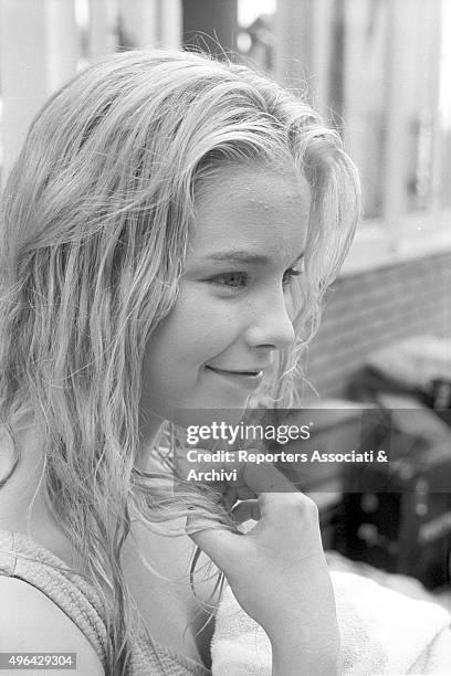 Close-up of the young British actress Jill Haworth during a break in the shooting of the film Exodus. Cyprus, 1960