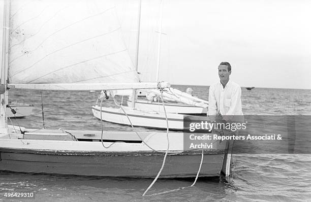 The American actor Paul Newman on a boat during a break in the shooting of the film Exodus. Cyprus, 1960
