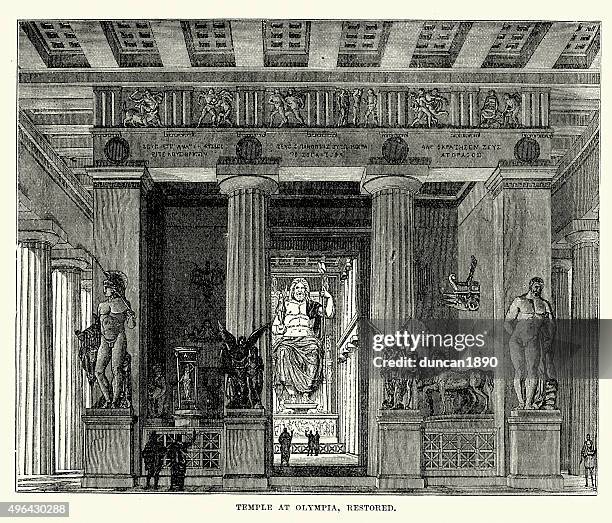 illustrations, cliparts, dessins animés et icônes de la grèce antique temple de zeus-olympie - altis