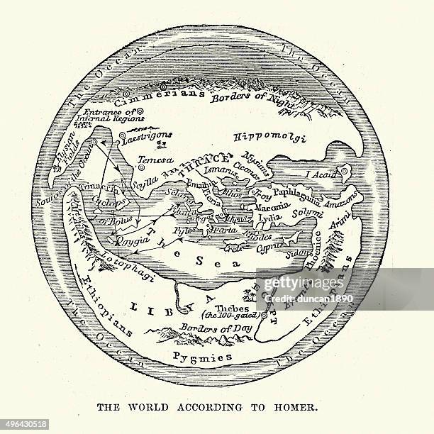 ilustrações de stock, clip art, desenhos animados e ícones de mapa do antigo mundo segundo homercity in alaska usa - história antiga