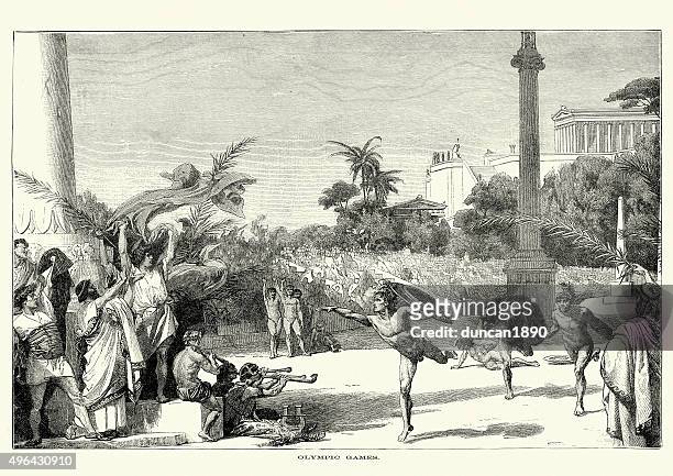 ancient olympic games - ancient greece stock illustrations