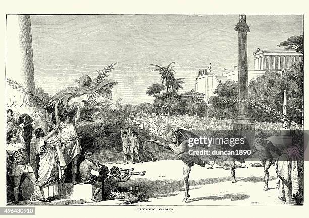 ancient olympic games - ancient greece olympics stock illustrations