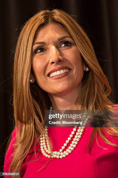 Jeanette Rubio, wife of Senator Marco Rubio, a Republican from Florida and 2016 Republican presidential candidate, smiles as Mr. Rubio speaks during...