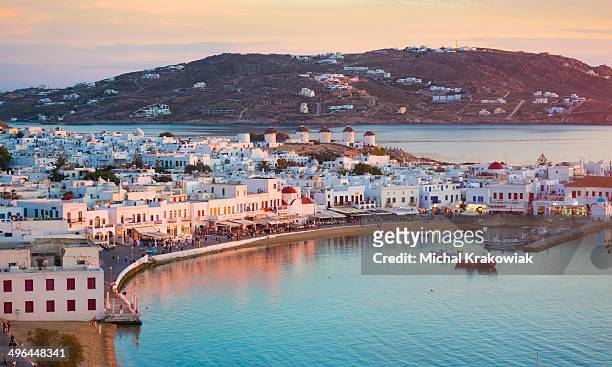 mykonos in greece - cyclades islands stockfoto's en -beelden