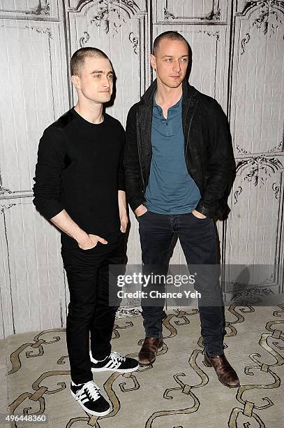 Daniel Radcliffe and James McAvoy attend AOL BUILD Speaker Series: "Victor Frankenstein" at AOL Studios In New York on November 9, 2015 in New York...