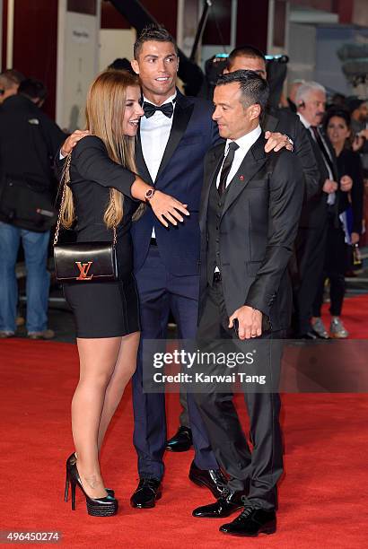 Cristiano Ronaldo and Jorge Mendes attend the World Premiere of "Ronaldo" at Vue West End on November 9, 2015 in London, England.