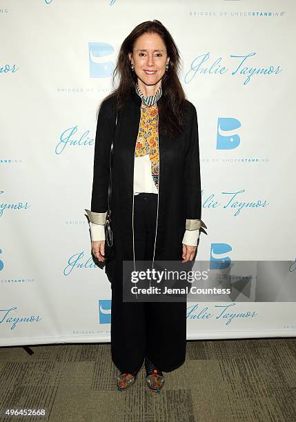 Director Julie Taymor attends the Bridges of Understanding's annual 'Building Bridges' award dinner honoring Tony award winning director Julie Taymor...