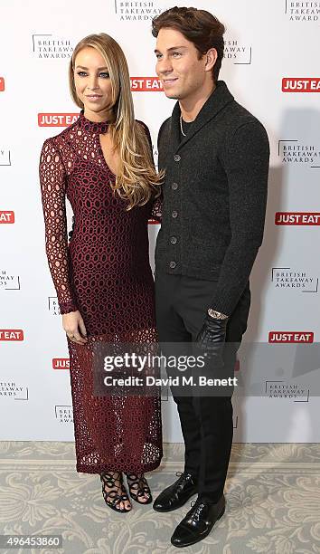 Lauren Pope and Joey Essex arrive at the British Takeaway Awards, in association with JUST EAT at The Savoy Hotel on November 9, 2015 in London,...