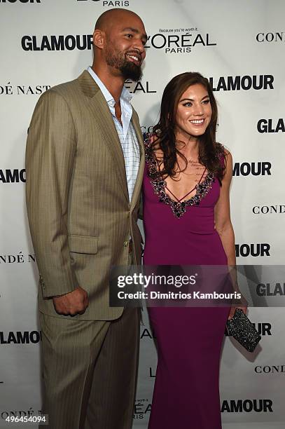 Former American Football player Jerramy Stevens and Professional soccer player Hope Solo attends 2015 Glamour Women Of The Year Awards at Carnegie...