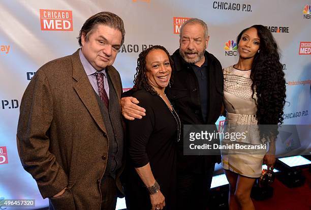 Actors Oliver Platt, S. Epatha Merkerson, Executive Producer Dick Wolf and actress Yaya DaCosta attend a premiere party for NBC's 'Chicago Fire',...