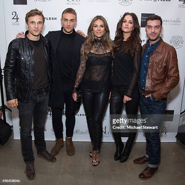 Actor William Moseley, Tom Austen, Elizabeth Hurley, Alexandra Park and Jake Maskall attend the "The Royals" series season two premiere celebration...