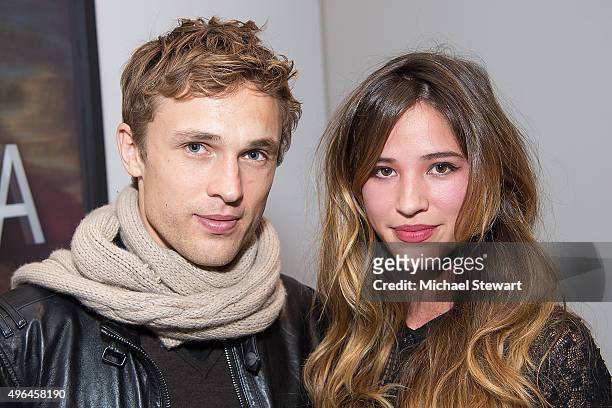 Actors William Moseley and Kelsey Chow attend the "The Royals" series season two premiere celebration at Hoerle Guggenheim Gallery on November 9,...