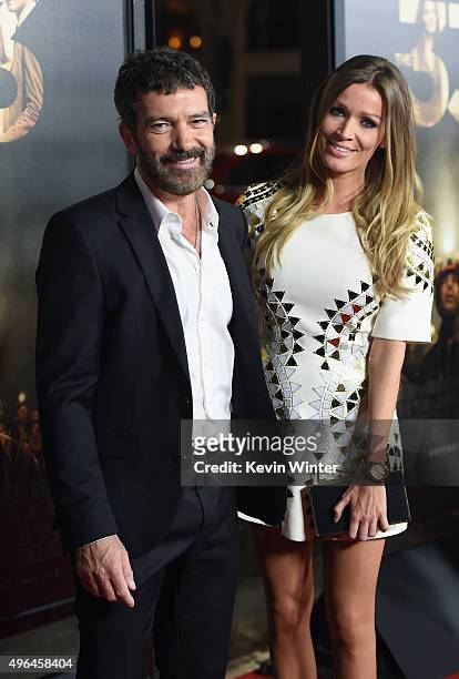 Actor Antonio Banderas and Nicole Kimpel attend the Centerpiece Gala Premiere of Alcon Entertainment's "The 33" during AFI FEST 2015 presented by...