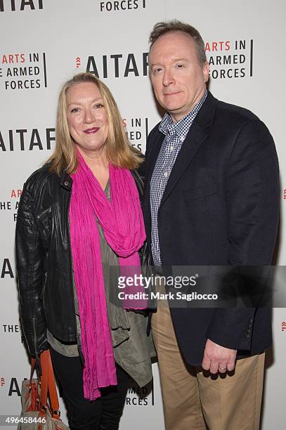 Actress Kristine Nielsen and Brent Langdon attend the "Lobby Hero" Photo Call at Studio 54 on November 9, 2015 in New York City.