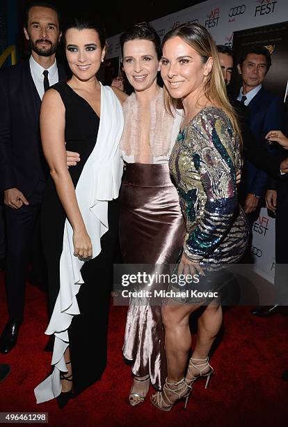 Actresses Cote de Pablo, Juliette Binoche and Kate del Castillo attend the Centerpiece Gala Premiere of Alcon Entertainment's "The 33" during AFI...