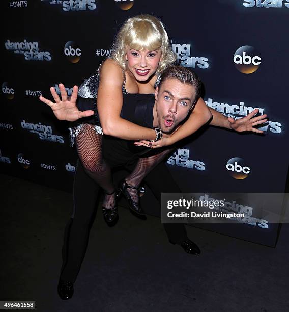 Actress/ wildlife conservationist Bindi Irwin and dancer/TV personality Derek Hough attend "Dancing with the Stars" Season 21 at CBS Television City...