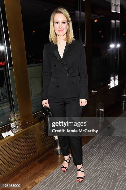 Honoree Elizabeth Holmes attends the 2015 Glamour Women of The Year Awards dinner hosted by Cindi Leive at The Rainbow Room on November 9, 2015 in...