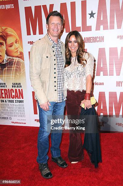 Actor Geoff Blum and guest attend the Premiere Of Clarius Entertainment's 'My All American' at The Grove on November 9, 2015 in Los Angeles,...