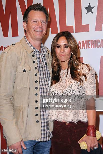 Geoff Blum and guest attend the Premiere Of Clarius Entertainment's 'My All American' at The Grove on November 9, 2015 in Los Angeles, California.