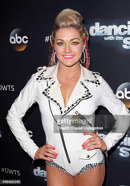 Dancer/TV personality Lindsay Arnold attends 'Dancing with the Stars' Season 21 at CBS Television City on November 9, 2015 in Los Angeles, California.