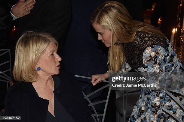 Martha Stewart and actress Reese Witherspoon attend the 2015 Glamour Women of The Year Awards dinner hosted by Cindi Leive at The Rainbow Room on...