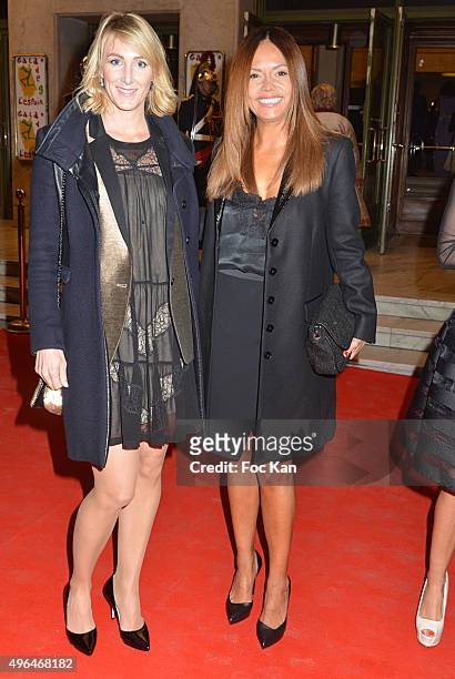Presenters Sophie Depooter and Karine Arsene attend '23rd Gala Pour L'Espoir 2015' Auction Show To Benefit Against Cancer Associations at Theatre des...