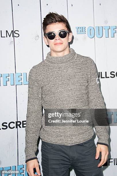 Personality Hayes Grier arrives at the Fullscreen Films presents the premiere of "The Outfield" at AMC CityWalk Stadium 19 at Universal Studios...