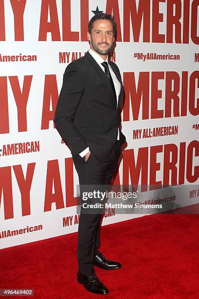 Actor Juston Street attends the premiere of Clarius Entertainment's "My All American" at The Grove on November 9, 2015 in Los Angeles, California.