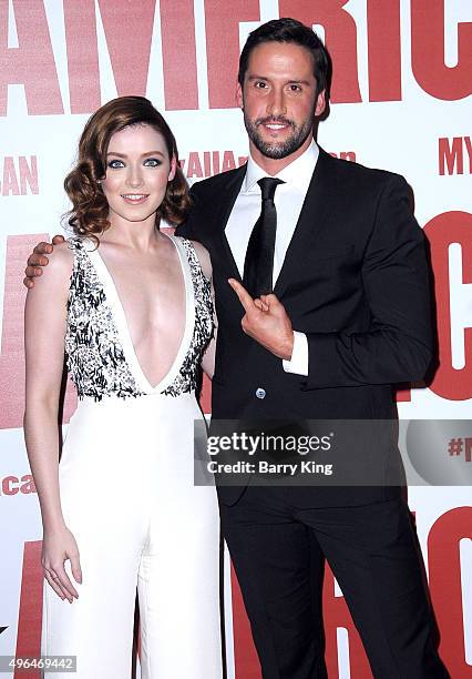 Actress Sarah Bolger and actor Juston Street attend the Premiere Of Clarius Entertainment's 'My All American' at The Grove on November 9, 2015 in Los...