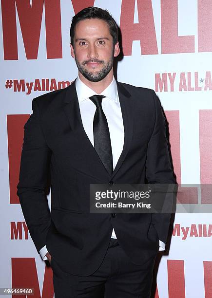 Actor Juston Street attends the Premiere Of Clarius Entertainment's 'My All American' at The Grove on November 9, 2015 in Los Angeles, California.