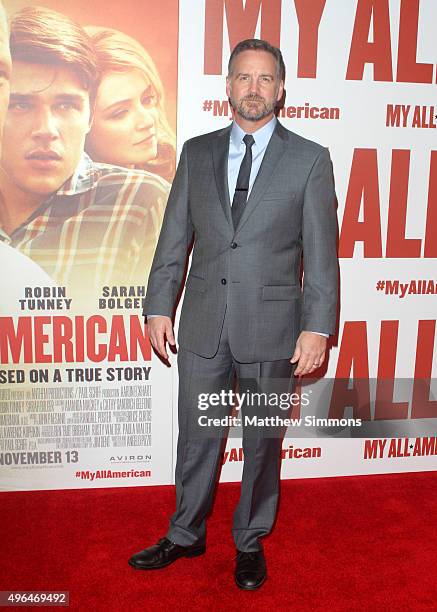 Actor Brent Anderson attends the premiere of Clarius Entertainment's "My All American" at The Grove on November 9, 2015 in Los Angeles, California.