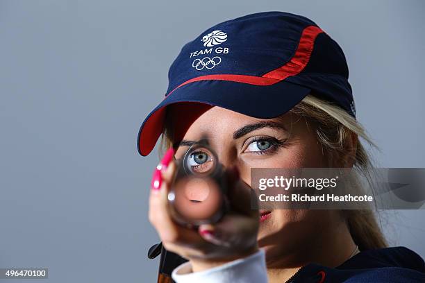 18yr old Amber Hill poses for a portrait as she is selected for the Team GB Shooting Team for Rio 2016 Olympic Games at the E.J.Churchill Shooting...