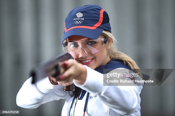 18yr old Amber Hill poses for a portrait as she is selected for the Team GB Shooting Team for Rio 2016 Olympic Games at the E.J.Churchill Shooting...