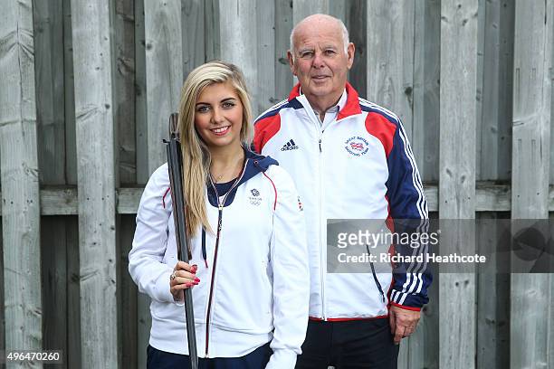 18yr old Amber Hill poses for a portrait with her Grandfather Bill Rogers as she is selected for the Team GB Shooting Team for Rio 2016 Olympic Games...