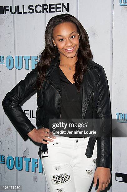 Nia Sioux arrives at the Fullscreen Films presents Premiere of "The Outfield" at AMC CityWalk Stadium 19 at Universal Studios Hollywood on November...