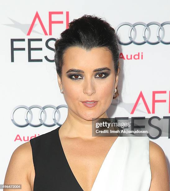 Actress Cote de Pablo attends the Centerpiece Gala premiere of Alcon Entertainment's 'The 33' at TCL Chinese Theatre on November 9, 2015 in...