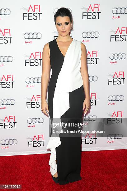 Actress Cote de Pablo attends the Centerpiece Gala premiere of Alcon Entertainment's 'The 33' at TCL Chinese Theatre on November 9, 2015 in...